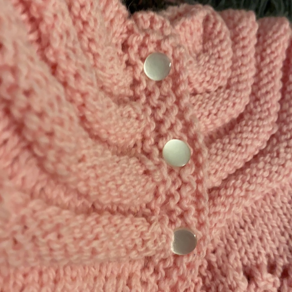 Wool baby sweater/hat set -light pink - Picture 4 of 7